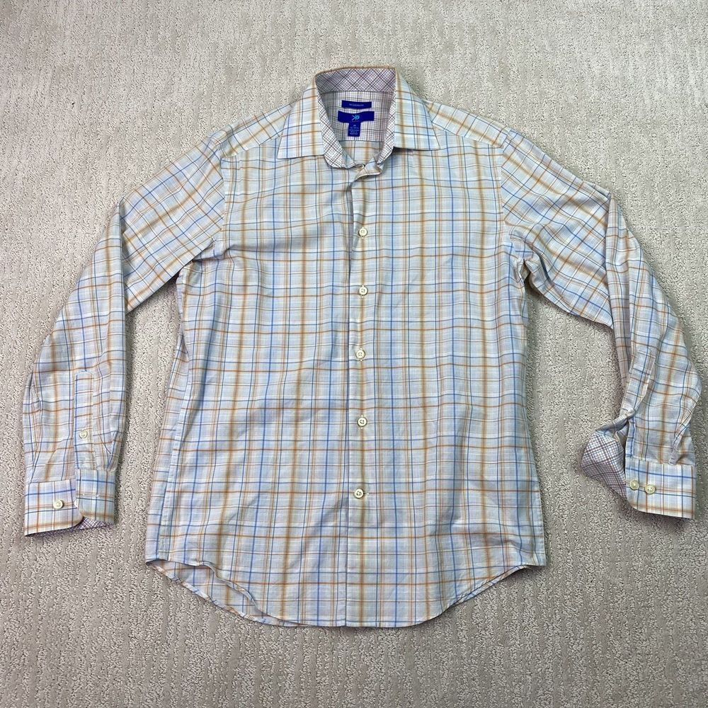 Egara button down shirt Men's Medium Multicolor Check Modern Fit Long Sleeve